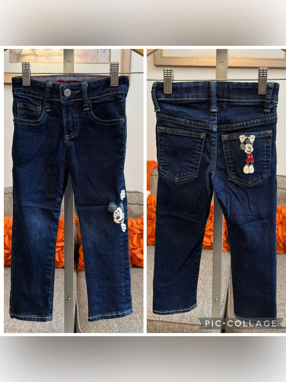 Gap Disney Mickey Mouse dark wash unisex slim leg toddler jeans 3T